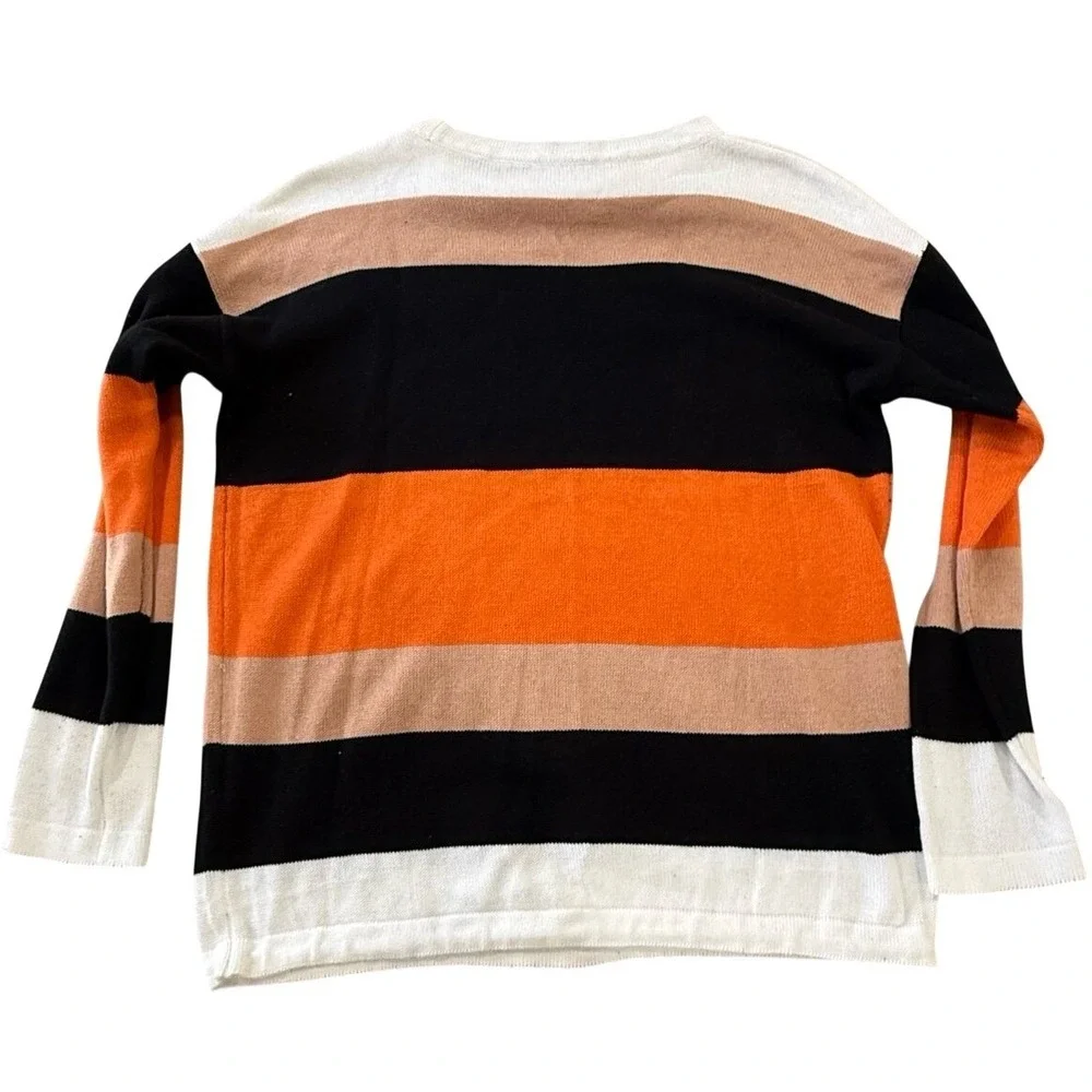 Striped Knit Sweater‎ Orange Black Cream Women's Large (Preloved)